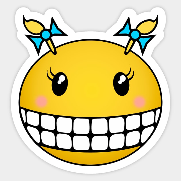 Girl Smiley - Blonde pigtails and rosy cheeks Sticker by RawSunArt